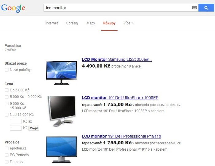 Zboží se na Nákupech Google zobrazuje přehledně a snadno