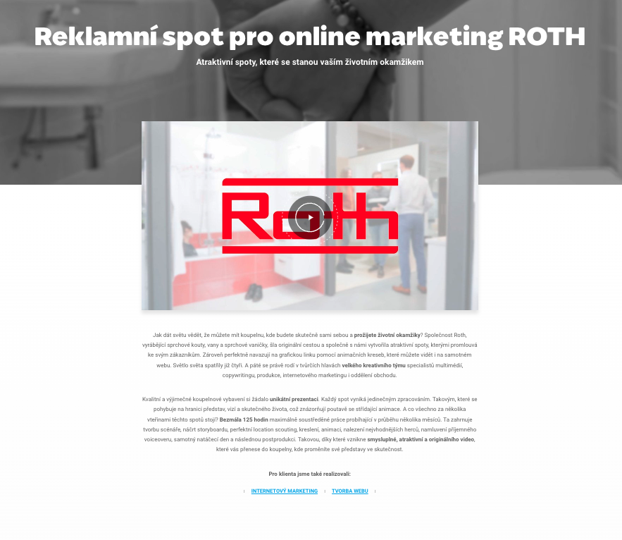 Reklamní spot pro online marketing ROTH