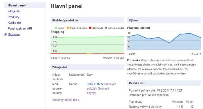 Účet Merchant Center vám pomůže se správou informací o vašich produktech